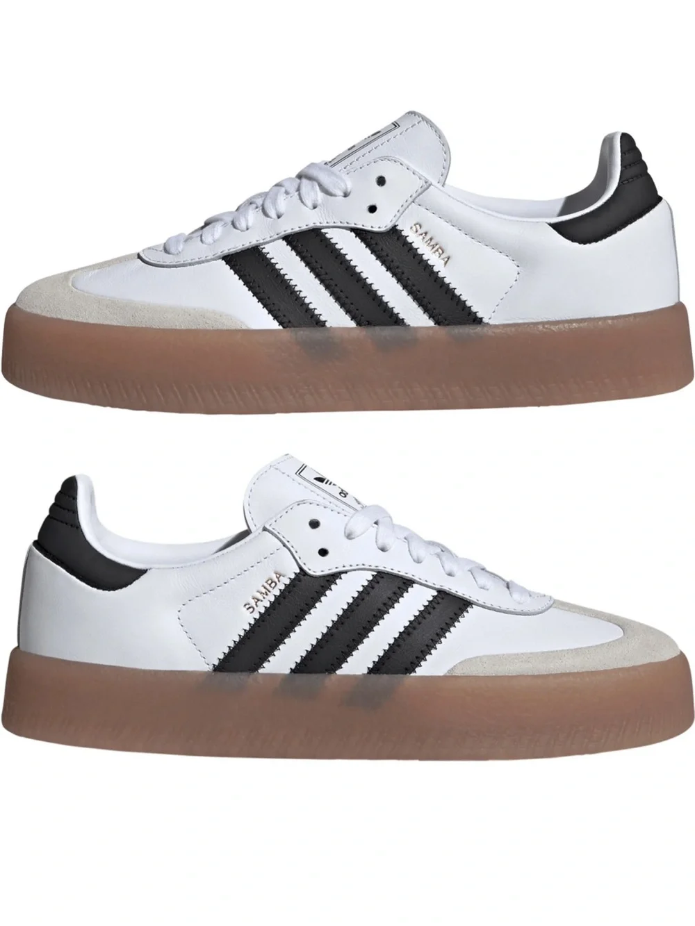 NEW adidas Samba Sneaker in White Core Black Gold Met - Picture 6 of 13